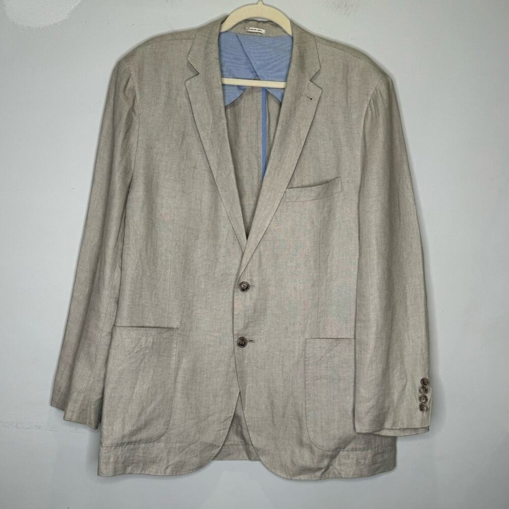 Peter Millar 100% Linen Summer Two Button Blazer Suit Jacket Beige XL‎